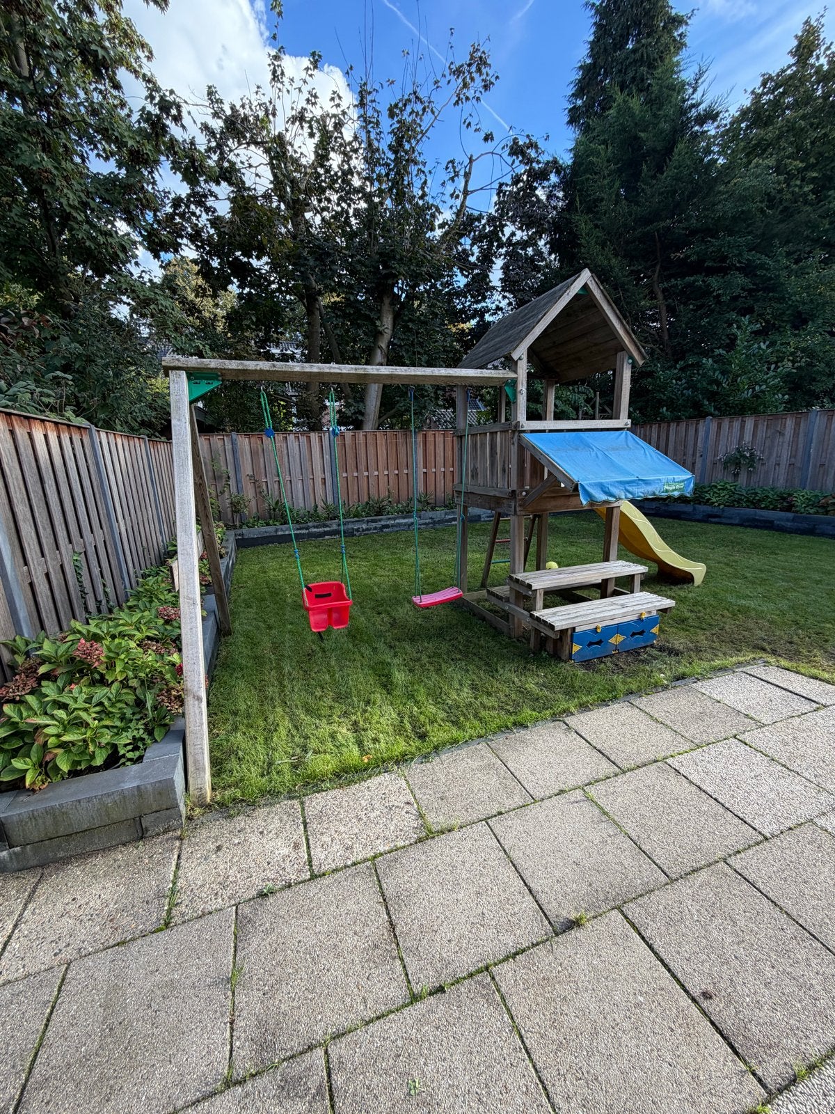Houten Speeltoestel met Glijbaan en Schommels Jungle Gym, Ophalen, Gebruikt, Glijbaan