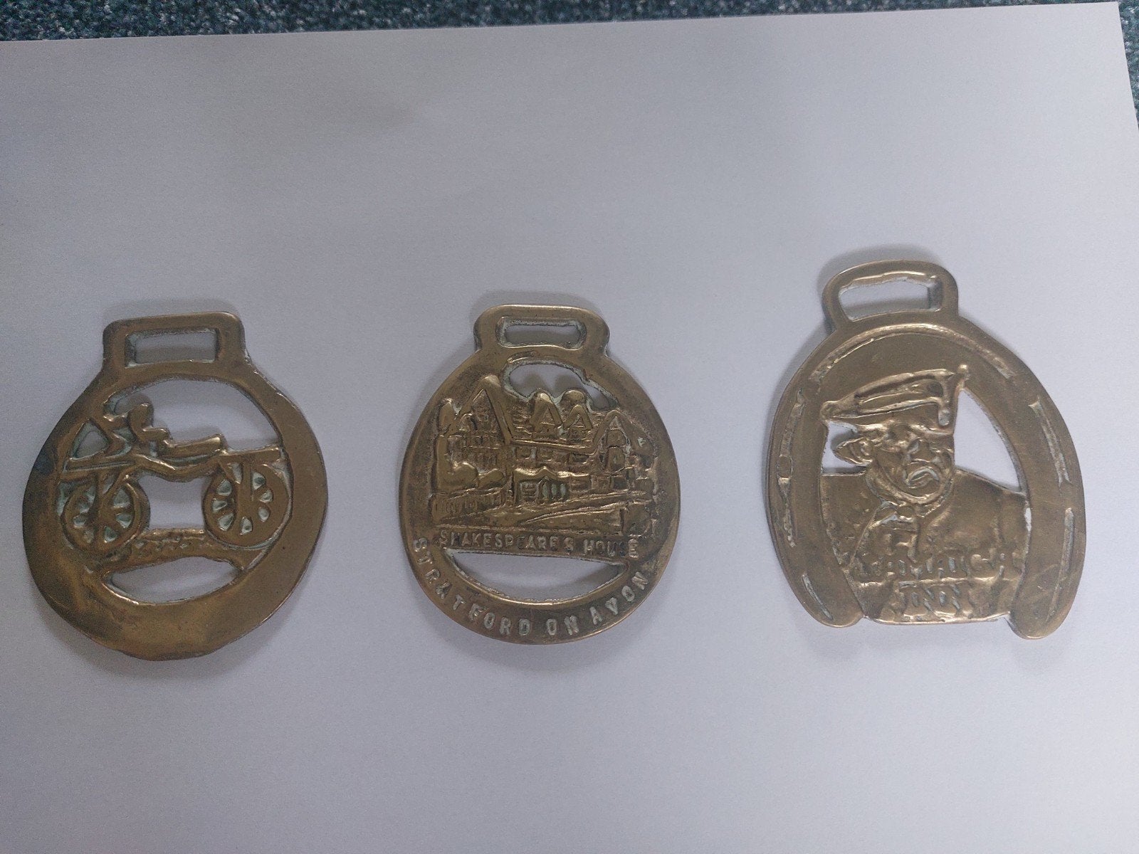 3 Vintage paard horse brass, kleppermannetje uit Engeland, Ophalen of Verzenden