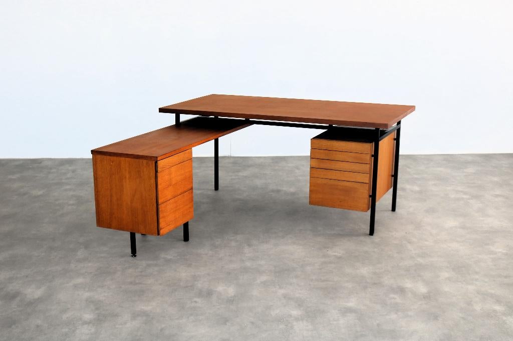 vintage directiebureau | bureau | teak | Nipu, Huis en Inrichting, Bureaus, Gebruikt, Ophalen of Verzenden, ., .