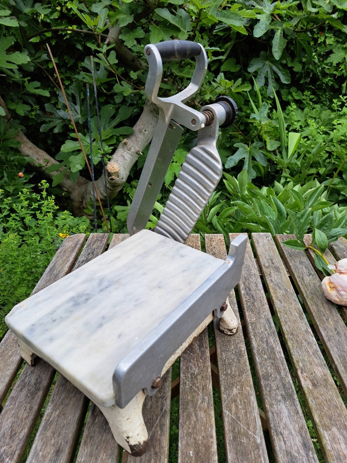 Vintage Kaassnijder met Marmeren Voet - Antiek Keukengerei, Ophalen of Verzenden