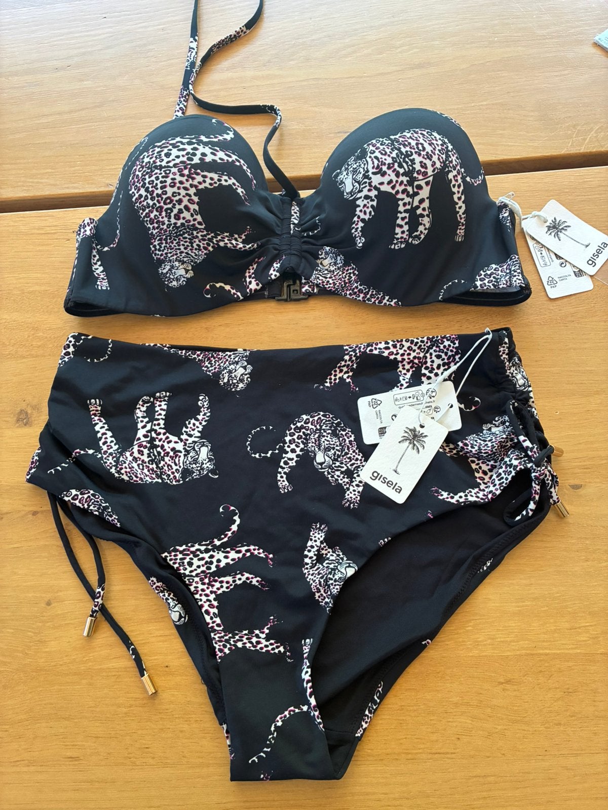Gisela Nieuwe Bikini Strapless Zwart Print Hoog Broekje, Ophalen of Verzenden, Nieuw, Zwart, Bikini