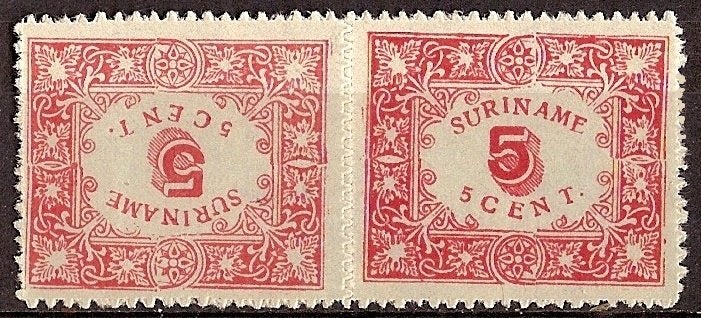 Suriname NVPH nr 58a ongebruikt Keerdruk Tete Beche 1909, Ophalen of Verzenden, Postfris