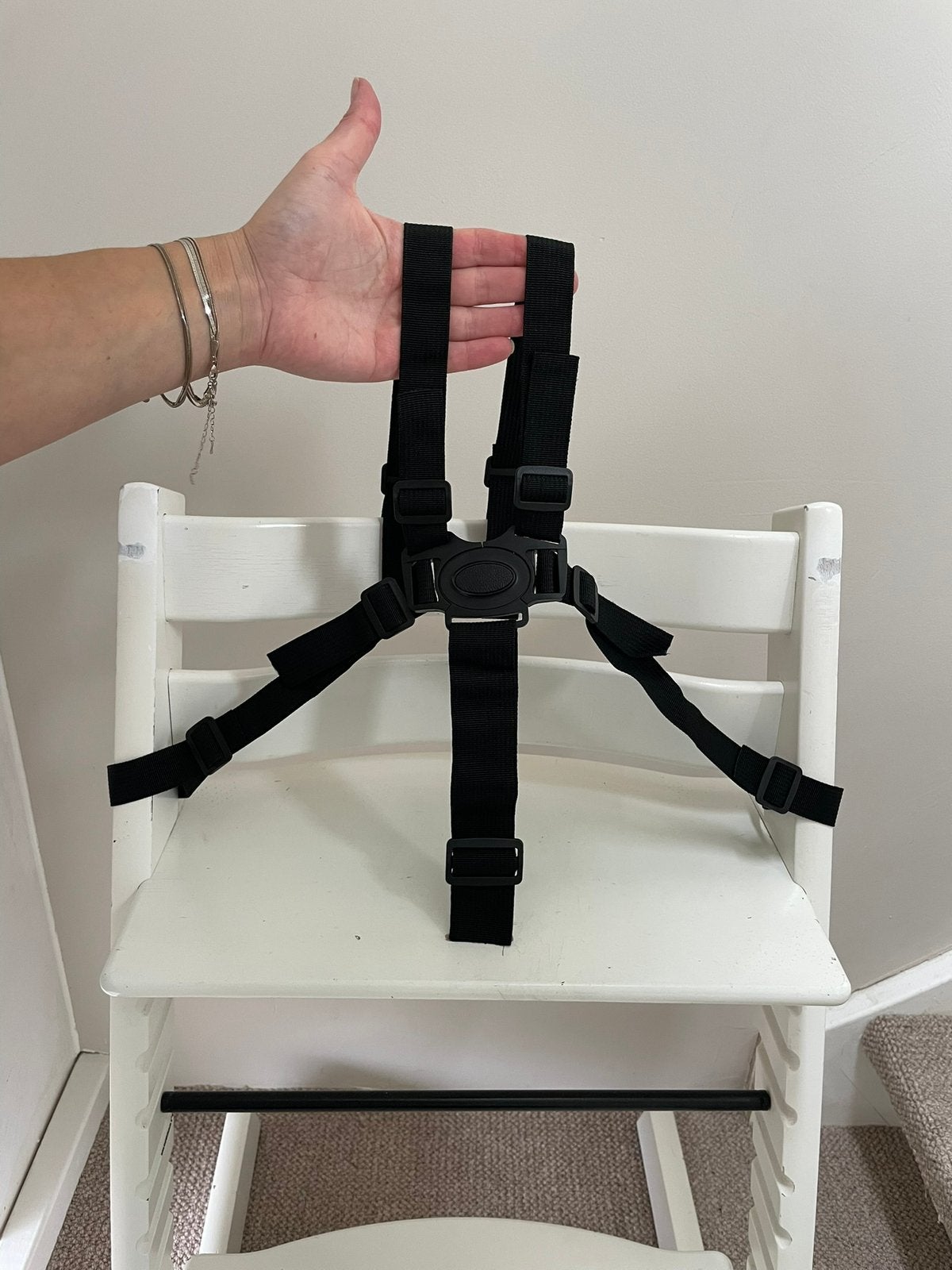 Nieuw! Zwart Harnas tuigje compatibel met Stokke Tripp Trapp, Ophalen of Verzenden, Nieuw, Meegroeistoel, Aanschuifbaar