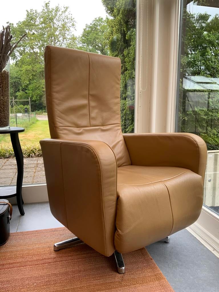 Lederen relax fauteuil, Huis en Inrichting, Fauteuils, Ophalen, Gebruikt, 50 tot 75 cm, Leer