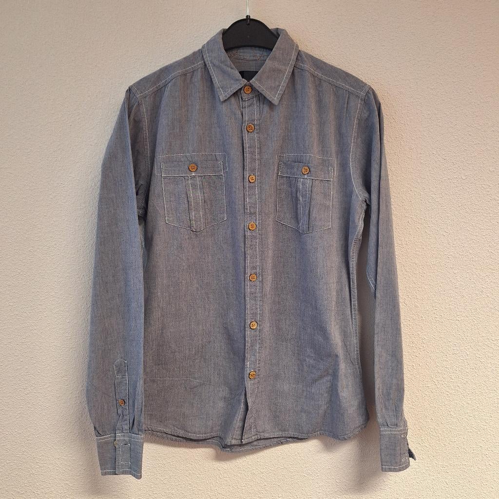 Sportief heren Denim overhemd, shirt, Cult Edition, lm, S, Kleding | Heren, Overhemden, Blauw, Halswijdte 38 (S) of kleiner, Ophalen of Verzenden