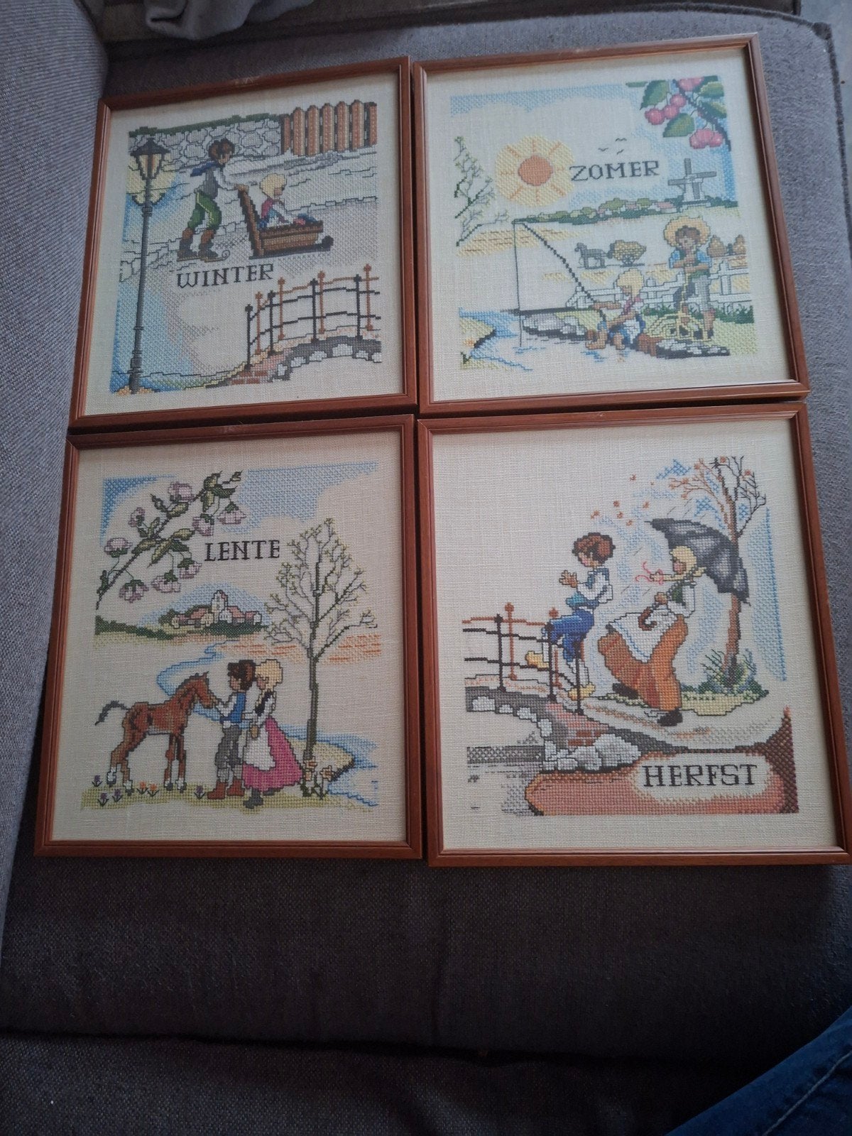 geborduurd 4x schilderij, Ophalen of Verzenden