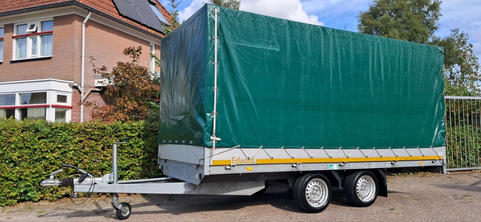 Eduard plateauwagen 180x406cm met huif 180cm hoog bwjr 2021, Ophalen, Zo goed als nieuw