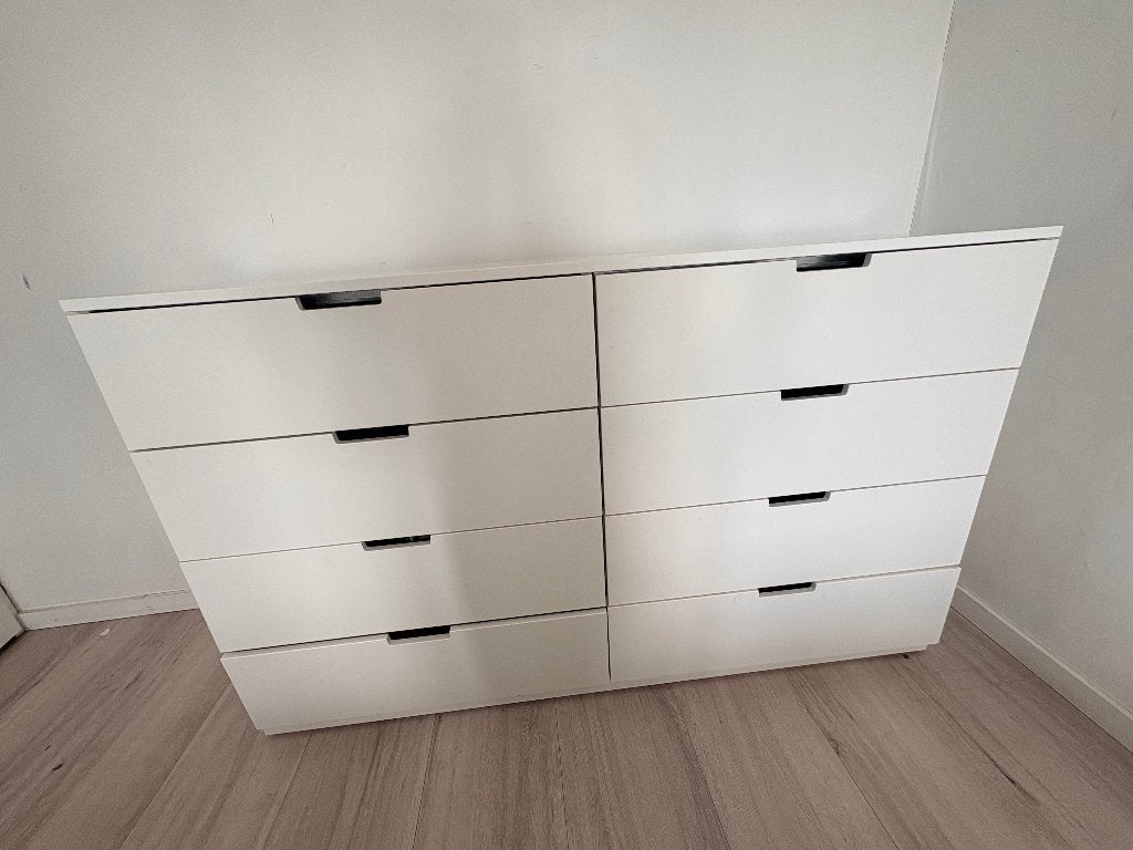IKEA NORDLI ladekast met 8 lades, wit, Huis en Inrichting, Ophalen, Overige materialen, Gebruikt, 150 tot 200 cm