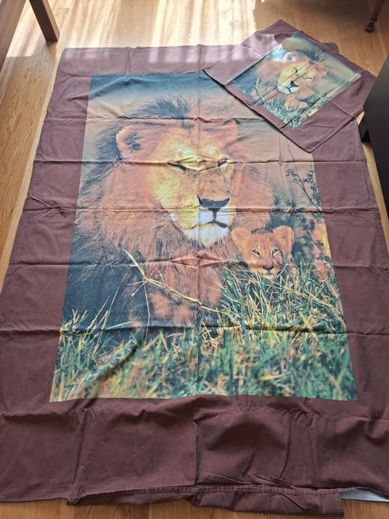 Dekbedovertrek met leeuwenprint - eenpersoons, Gebruikt, Bruin, Jongetje of Meisje, Dekbedovertrek