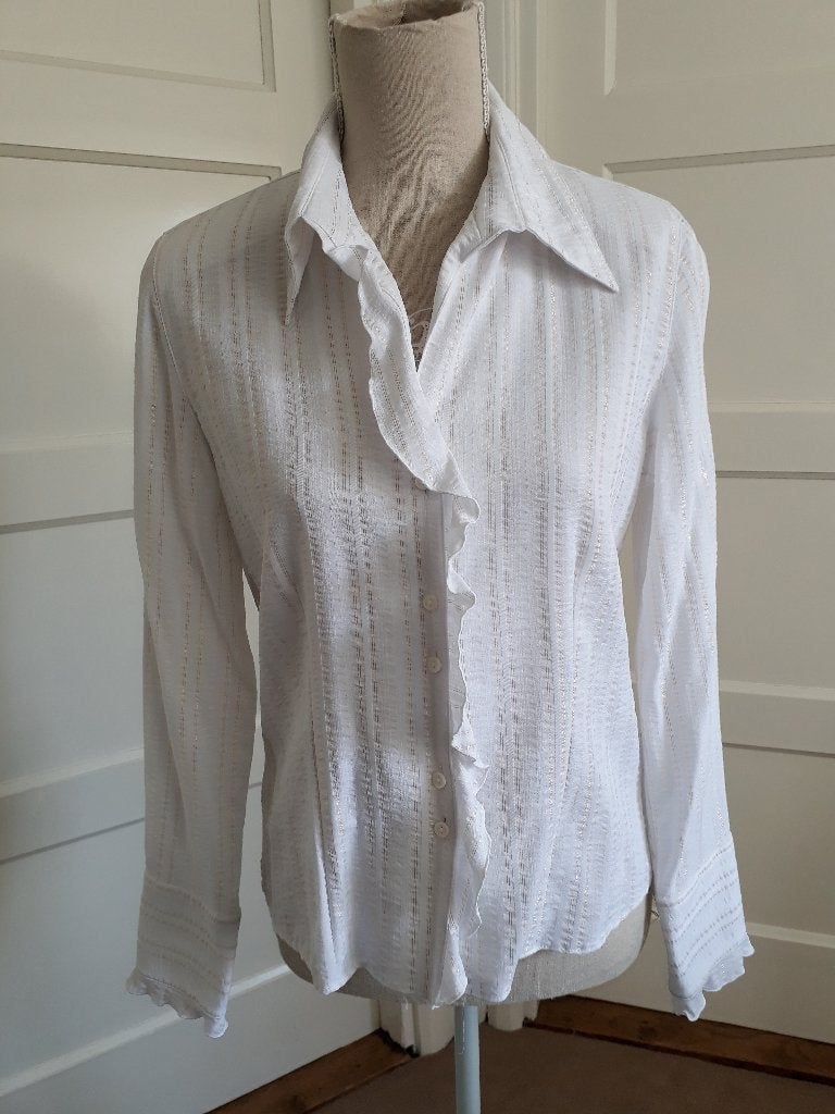 Mooie blouse met froezel van ERFO      maat 38, Maat 38/40 (M), Verzenden, Wit, Erfo