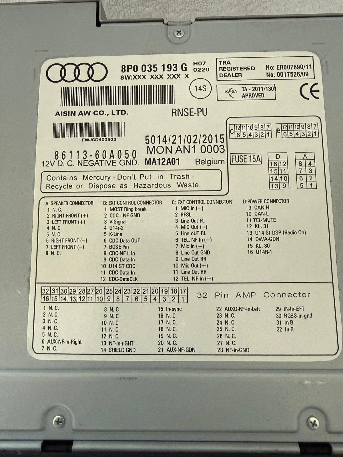 Audi RNS-E Navigation Plus 8P0 035 193 G, Ophalen, Zo goed als nieuw