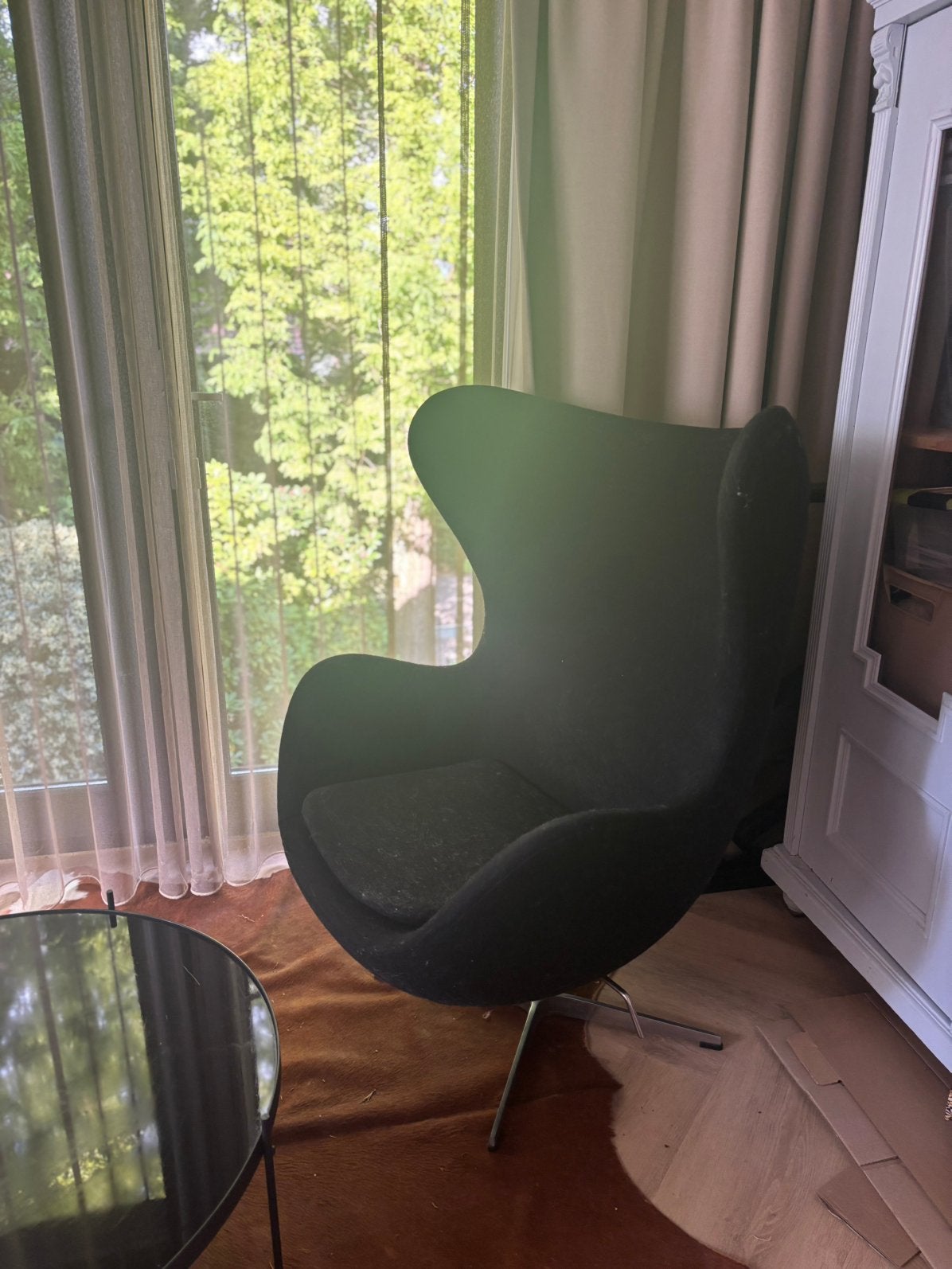 Iconische Egg Chair – stijlvolle replica – zwart, Ophalen, Zo goed als nieuw
