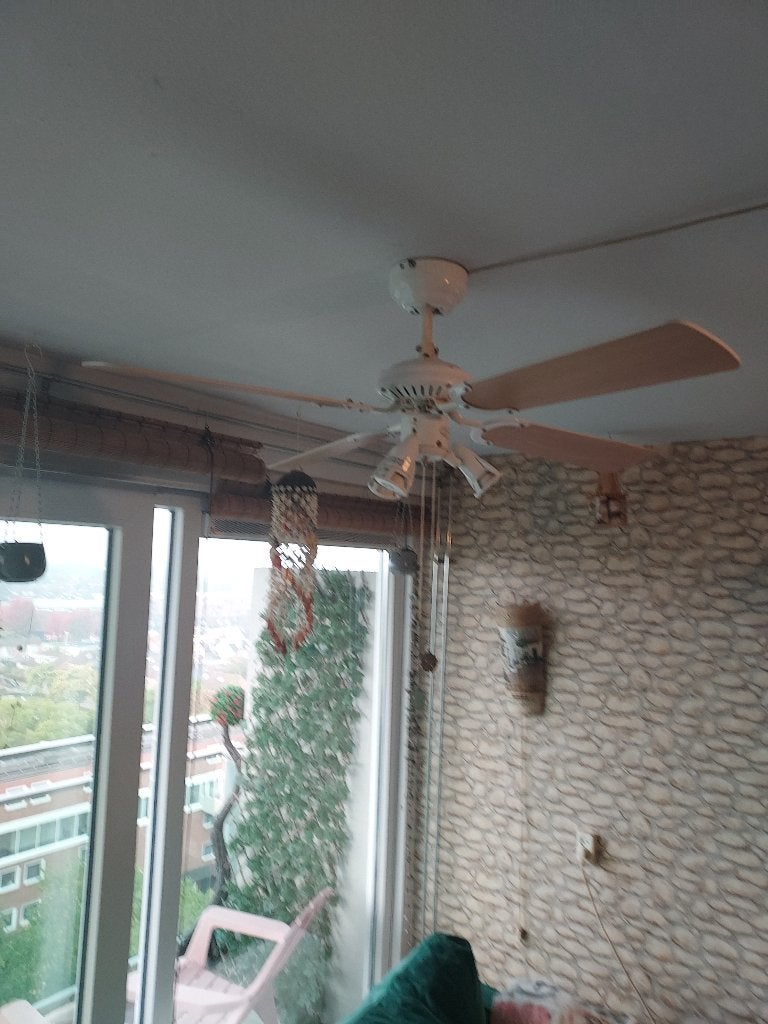 Plafondventilator met 3 standen en verlichting, Ophalen, Gebruikt, 100 cm, Wit