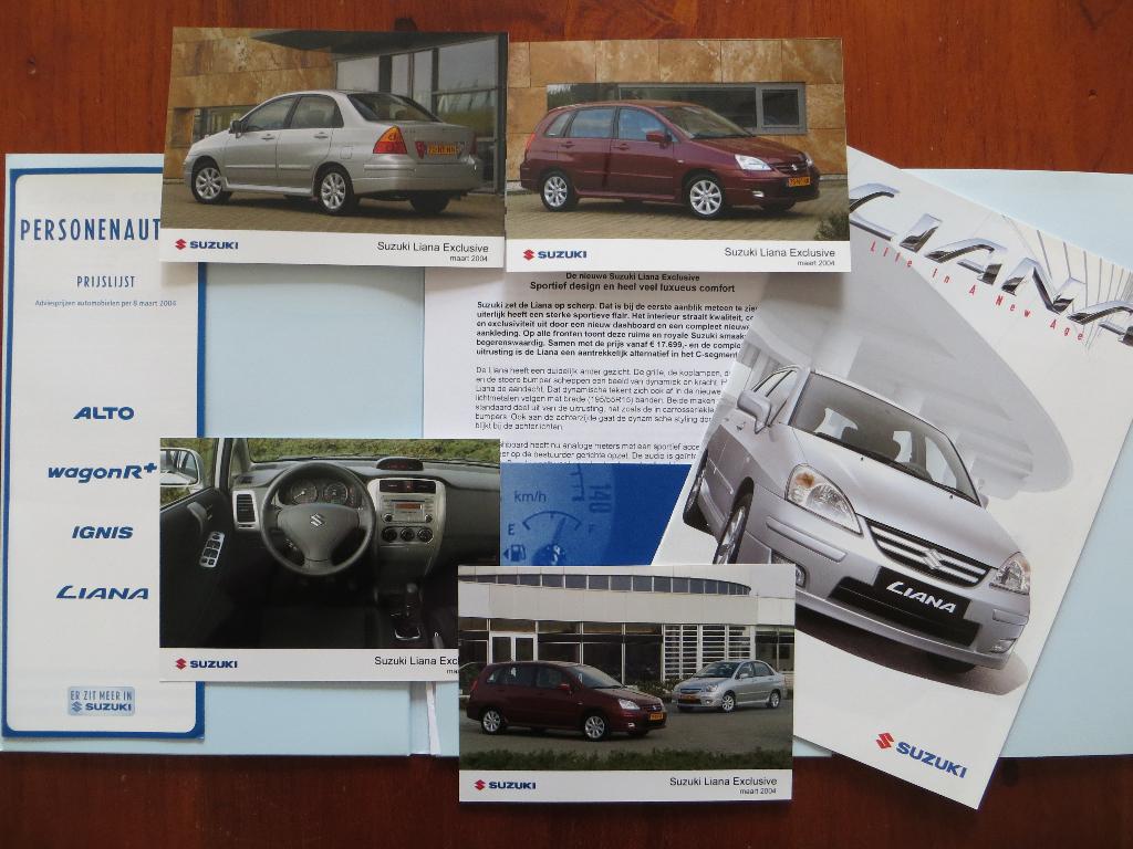 persmap Suzuki Liana Exclusive (maart 2004) o.a 5 persfoto's, Ophalen of Verzenden, Nieuw, Overige merken