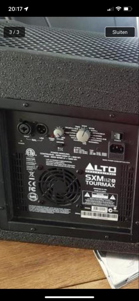 Alto SXM112 Tourmax actieve podiummonitor (5 stuks), Gebruikt, 120 watt of meer, Front, Rear of Stereo speakers, Ophalen