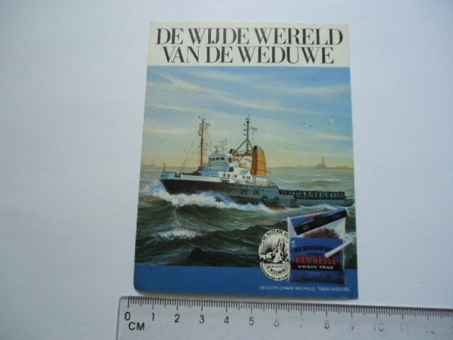 sticker oud VAN NELLE schip zware shag sigaret weduwe retro, Verzenden, Zo goed als nieuw, Bedrijf of Vereniging