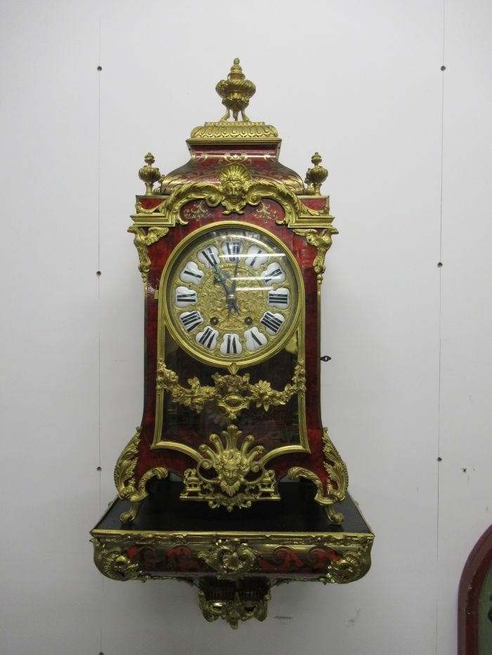 Oer 10077 ANTIEK rode boulle klokje op console (1860-1880), Ophalen