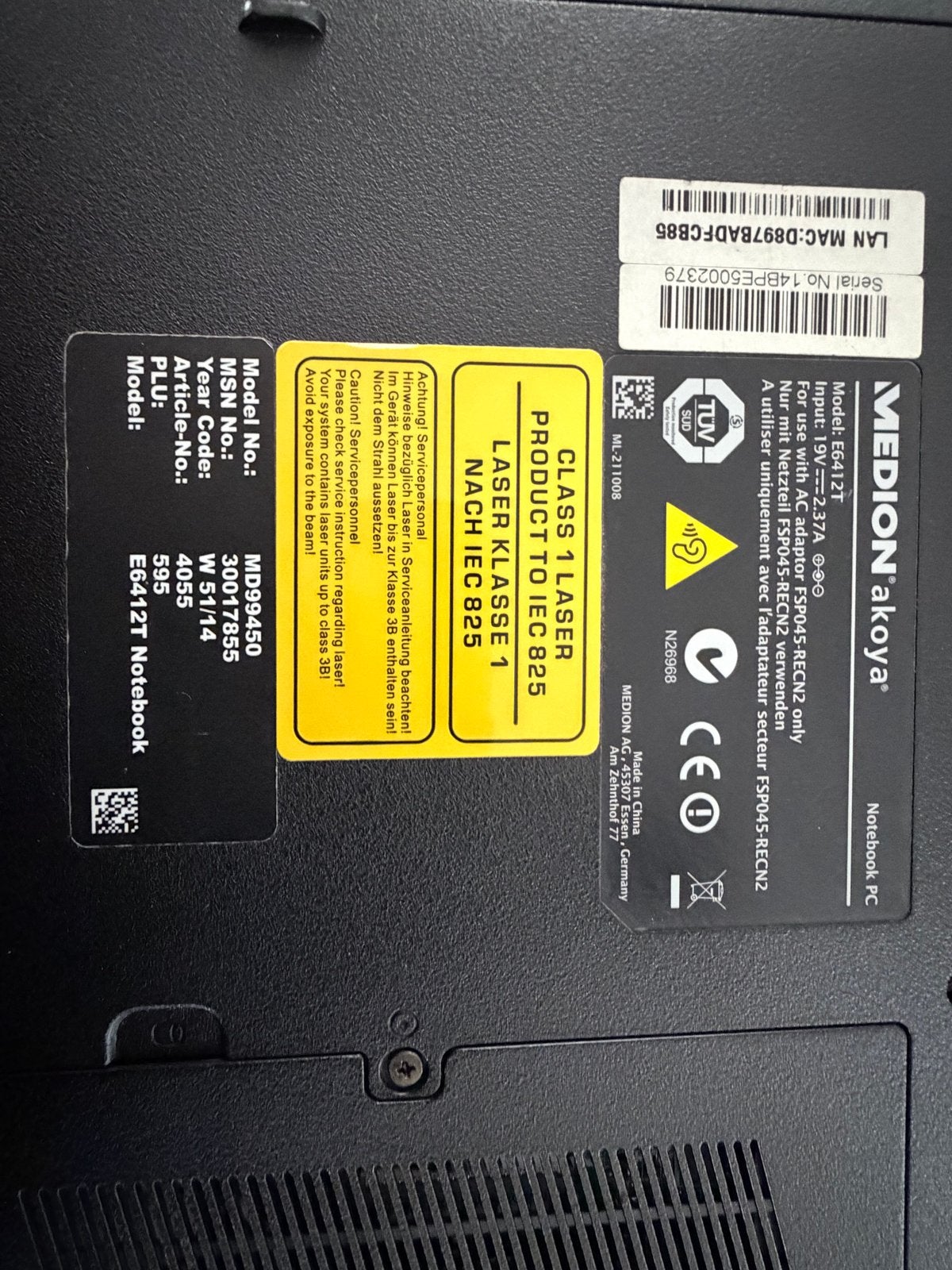 Medion Akoya E6412T Laptop - Intel Pentium, Goed Staat, Ophalen, Gebruikt, Minder dan 4 GB, Onbekend