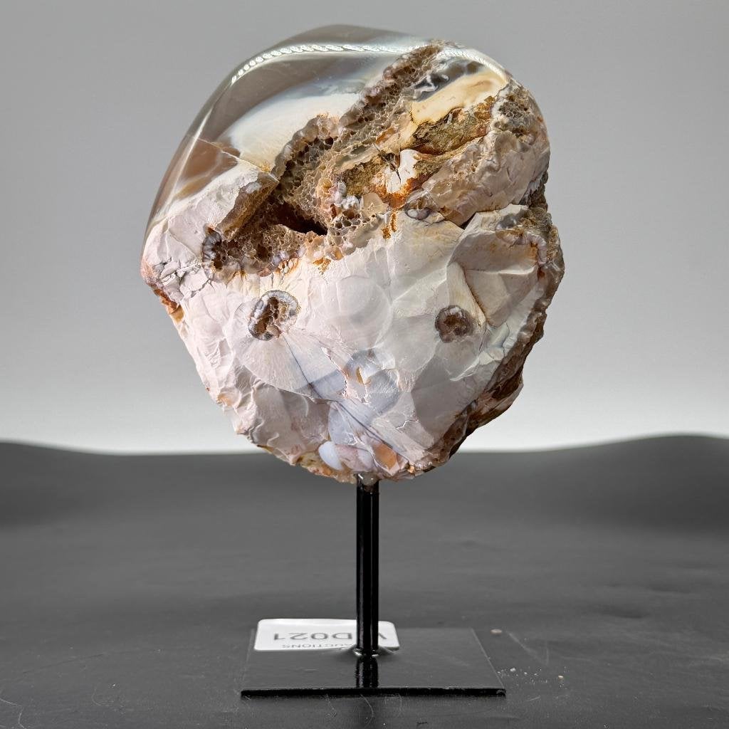 Agaat op standaard met druzy 1,1 kg, Ophalen of Verzenden, Mineraal