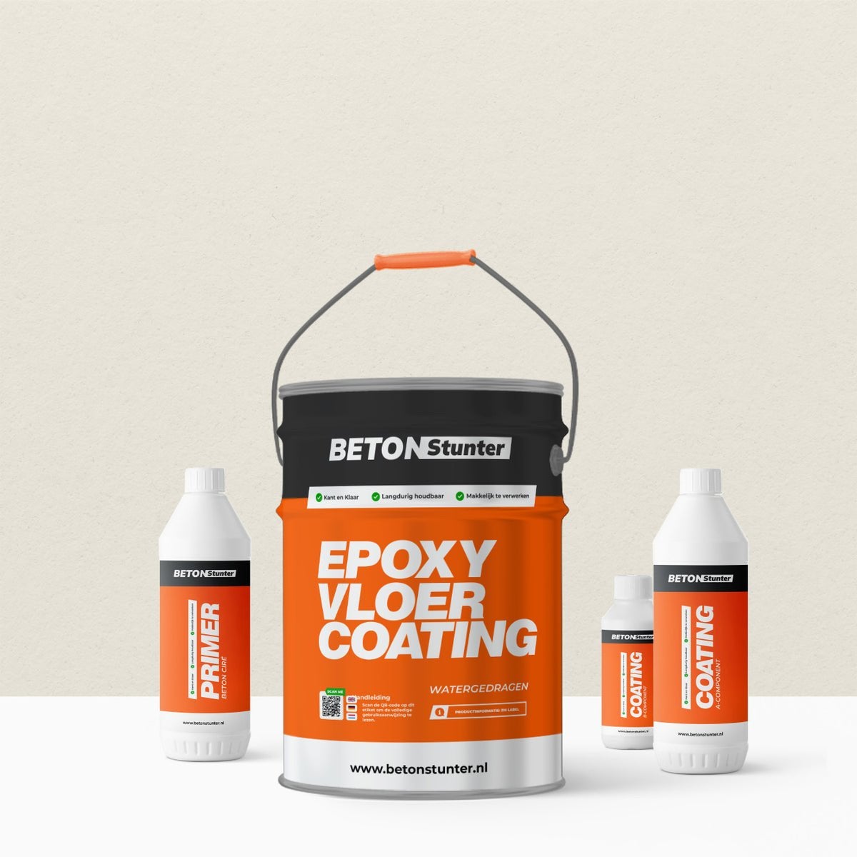 Betonstunter Epoxy Vloercoating 2K RAL 9010 Gebroken Wit, Wit, Nieuw, Ophalen of Verzenden, Verf
