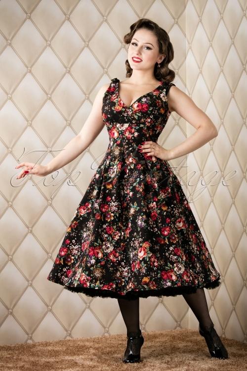 Jaren 50s jurk Whispering Ivy, Zwart, Ophalen of Verzenden, Zo goed als nieuw, Maat 36 (S)