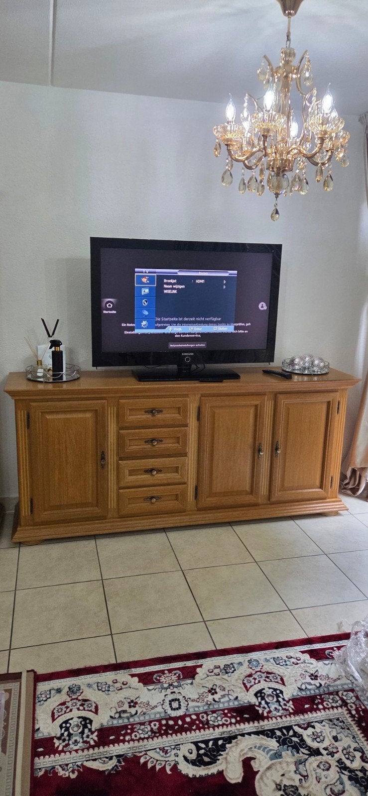 Massief houten dressoir met lades en deuren, Ophalen, Gebruikt, 150 tot 200 cm, Minder dan 100 cm
