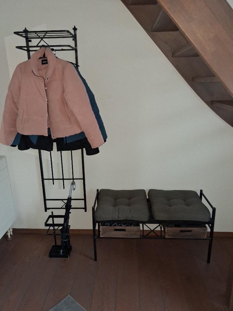 Kapstok, bankje, spiegel en paraplu houder, Huis en Inrichting, Woonaccessoires | Kapstokken, 100 tot 150 cm, Zo goed als nieuw