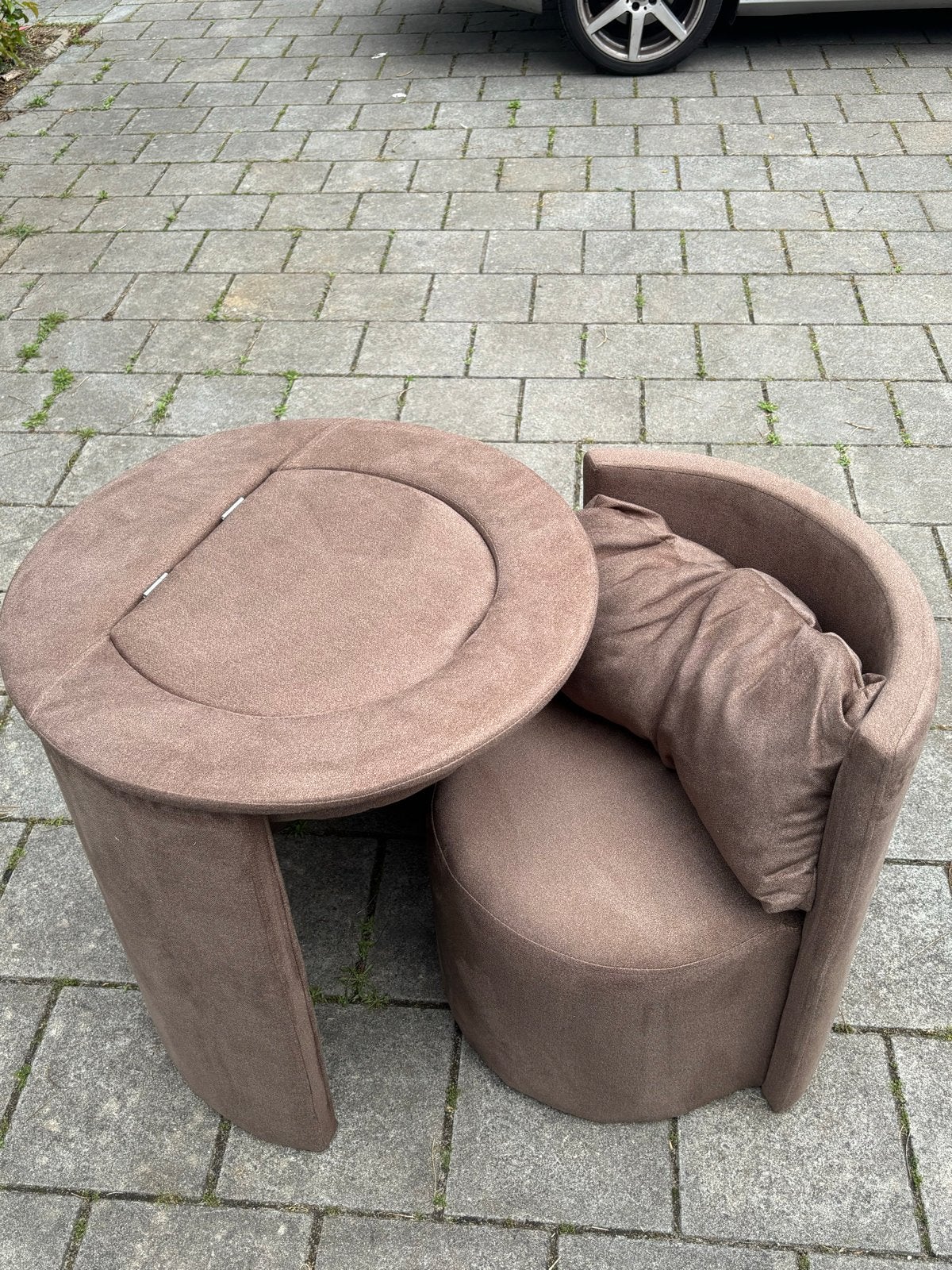 Kaptafel met Krukje en Spiegel - Bruin, Ophalen of Verzenden