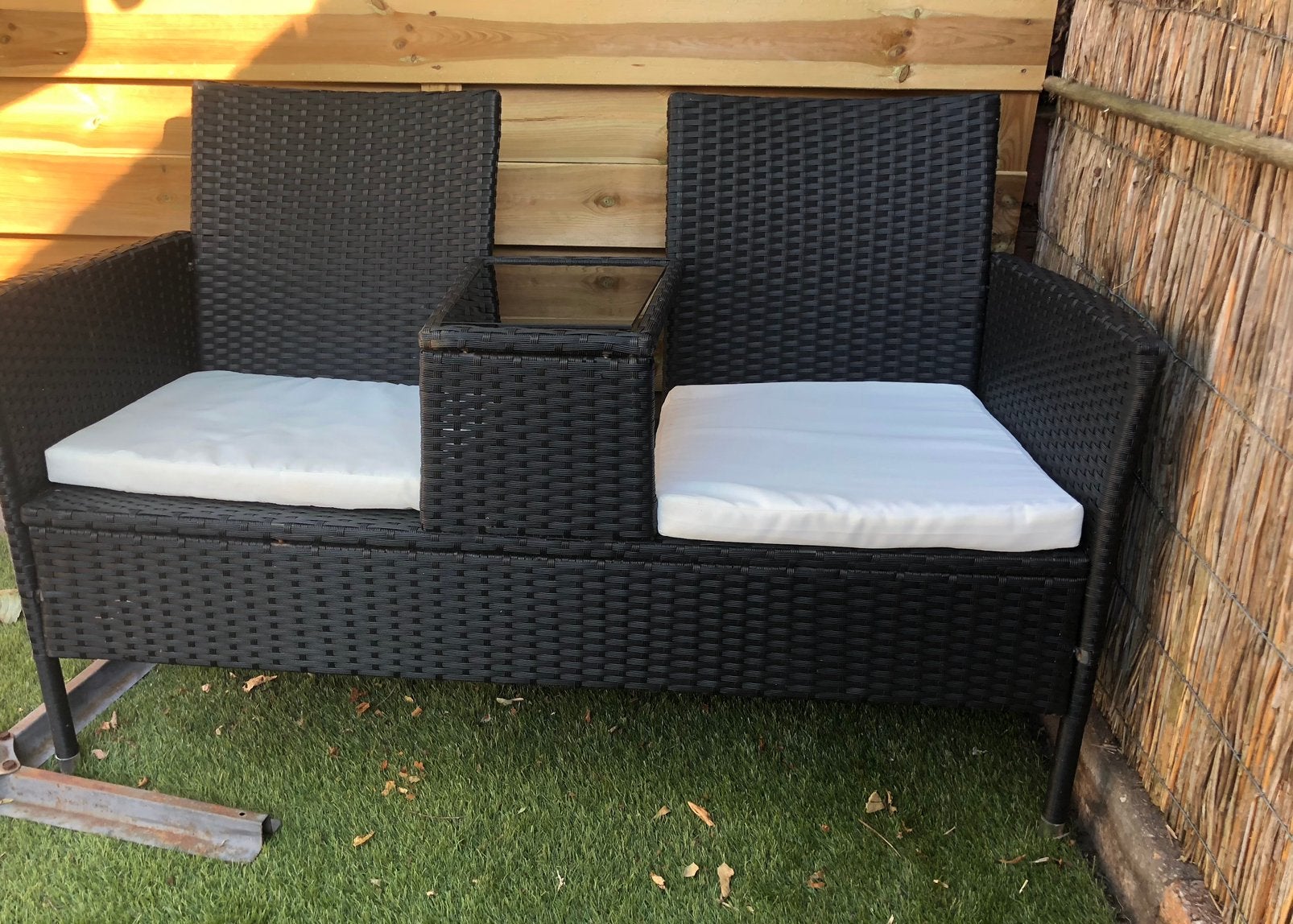 Wicker tuinbankje (loveseat), merk Tectake, Tuin en Terras, Ophalen, Zo goed als nieuw, Wicker