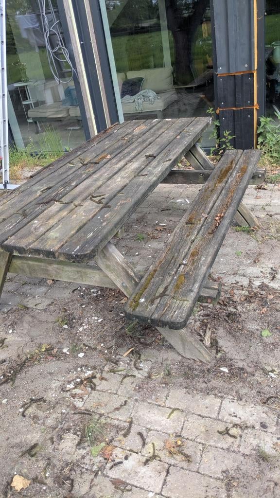 Gratis picknick tafel opknapper 75x180, Tuin en Terras, Picknicktafels, Ophalen of Verzenden, Gebruikt, Rechthoekig, Hout