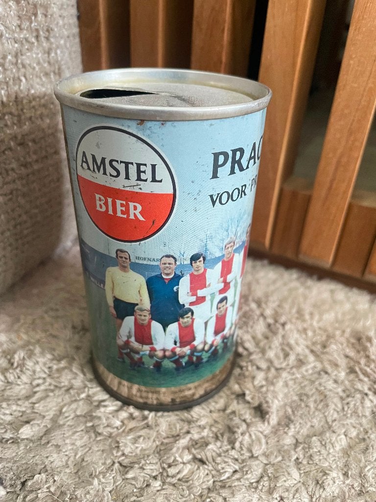 Zeldzaam Amstel Ajax Bierblikje 1969 Open 2 – Uniek, Verzamelen, Sportartikelen en Voetbal, Ophalen of Verzenden, Gebruikt, Ajax
