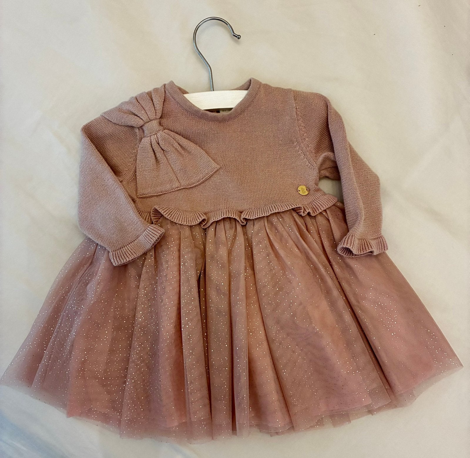 Ted Baker - oud roze jurk met gouddraad / glitter - 62/68, Ophalen, Zo goed als nieuw, Maat 62