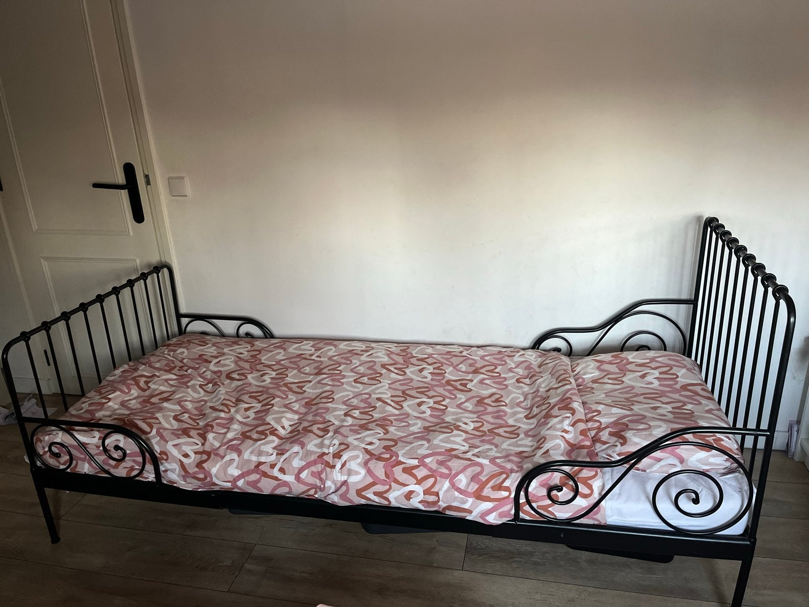 IKEA Minnen Verstelbaar eenpersoonsbed met matras, 90 cm, Eenpersoons, Zwart, Ophalen of Verzenden