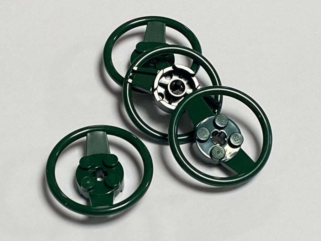 Partij 4x nieuwe donker groene Lego Technic Stuur