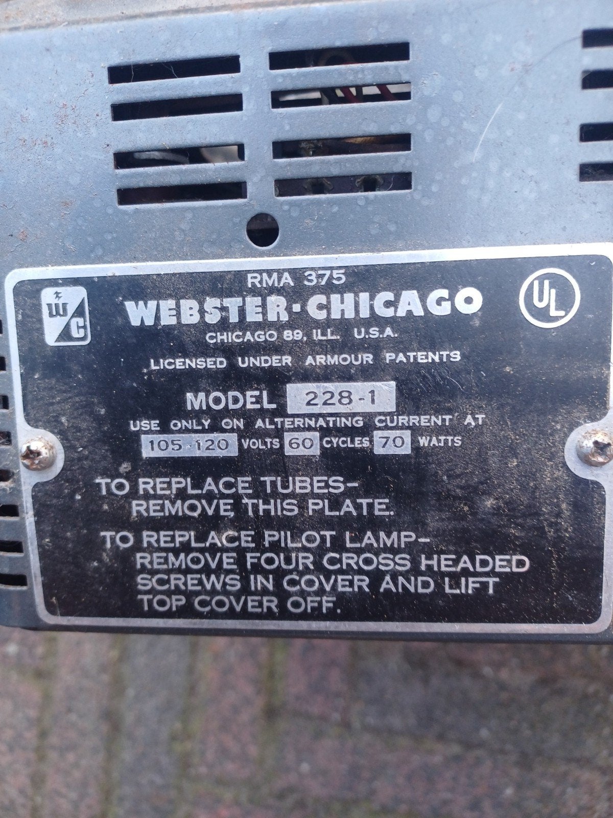 Webster-Chicago Model 228-1 Bandrecorder (Defect), Audio, Tv en Foto, Bandrecorders, Ophalen of Verzenden, Defecte bandrecorder