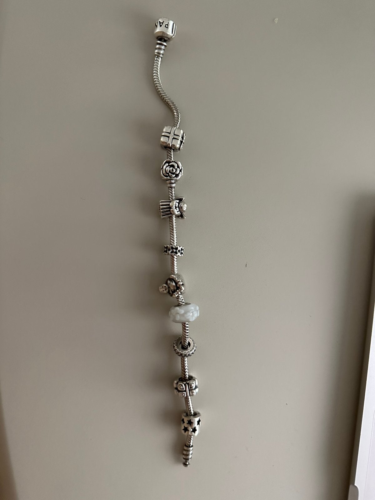 Pandora armband zilver met 9 bedels, Ophalen of Verzenden, Zo goed als nieuw, Zilver