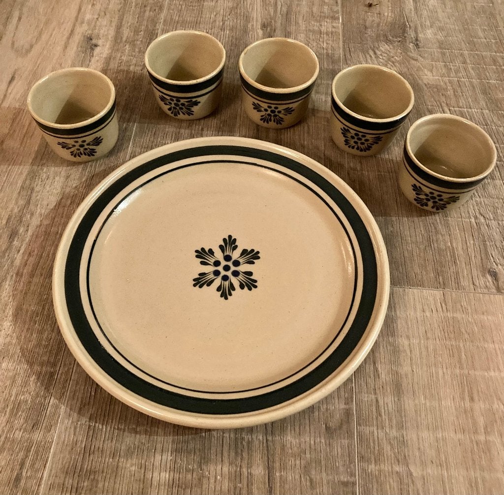 Vintage retro 5x kopjes boho taartschaal plateau groot bord, Overige merken, Keramiek, Ophalen of Verzenden, Zo goed als nieuw