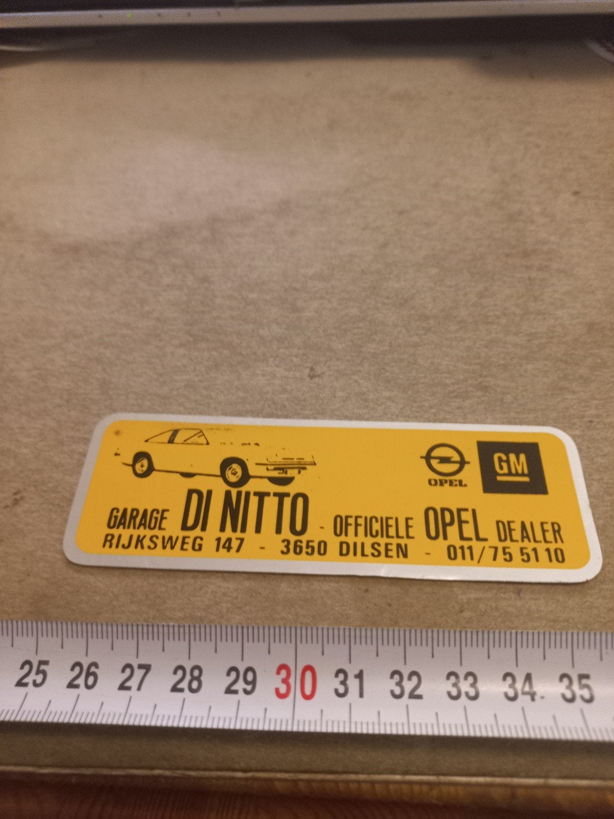 Vintage Opel Dealer Sticker - Garage Di Nitto Dilsen, Ophalen of Verzenden