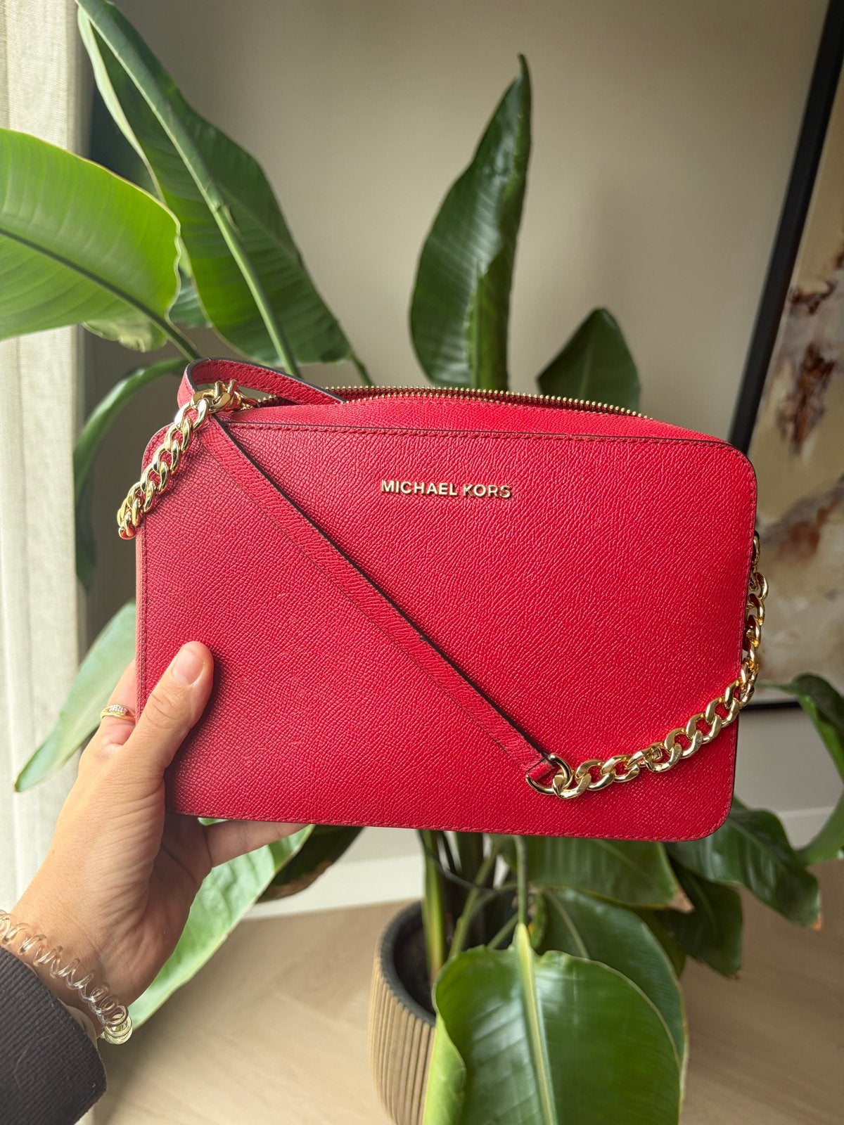 Rood Michael Kors Schoudertasje - Zeer Nette Staat, Ophalen of Verzenden, Zo goed als nieuw, Rood, Schoudertasje