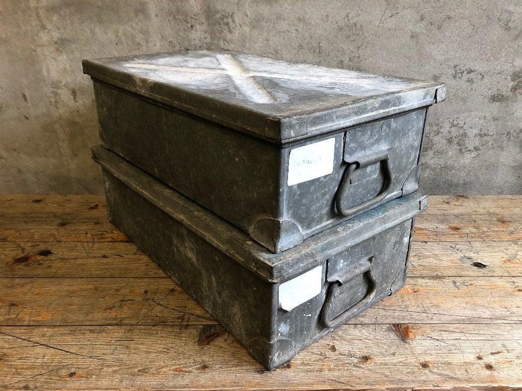 zinken industriele magazijnbakken | kisten+deksel Laatste 2!, Minder dan 50 cm, Gebruikt, Minder dan 50 cm, Ophalen of Verzenden