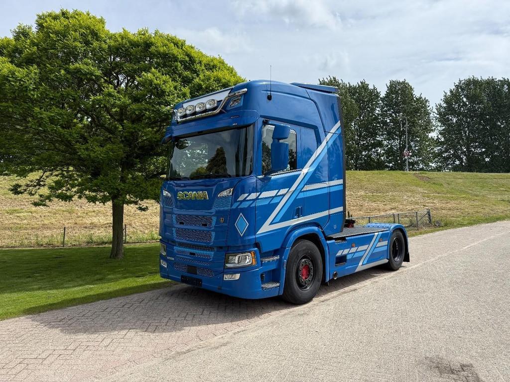 Scania R500 2019 4x2 Retarder vol lucht PTO VH1087, Auto's, Vrachtwagens, Automaat, Euro 6, Scania, Blauw
