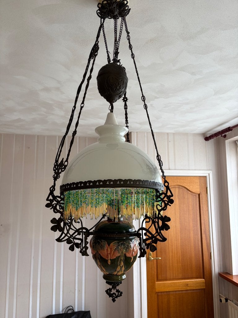 Antieke hang olielamp, Ophalen