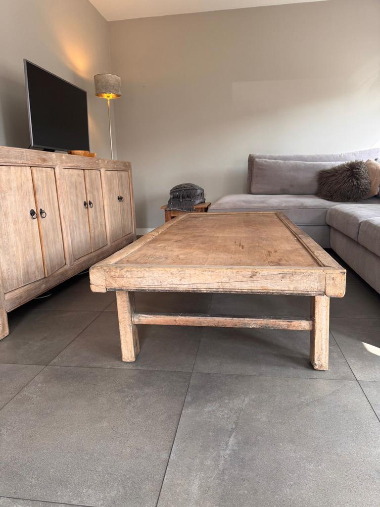Salon Tafel Elmwood- Looiershuis Stijl, Huis en Inrichting, Tafels | Salontafels, Gebruikt, 100 tot 150 cm, Minder dan 50 cm, Rechthoekig