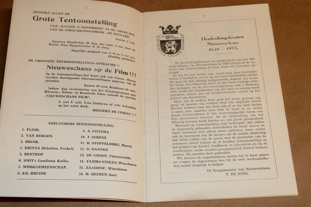 Nieuweschans — Herdenkingsfeesten 1628–1953 — Zeldzaam, Ophalen of Verzenden, Gelezen