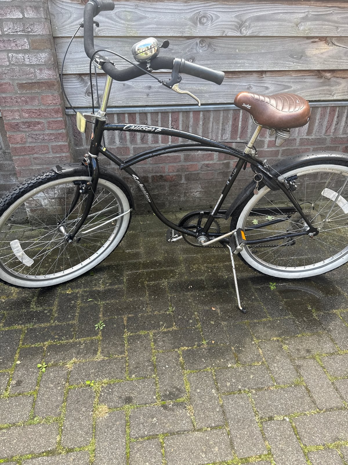 Schwinn Cruiser - Zwart met bruin zadel, Gebruikt, Staal, Cruiser, Ophalen of Verzenden
