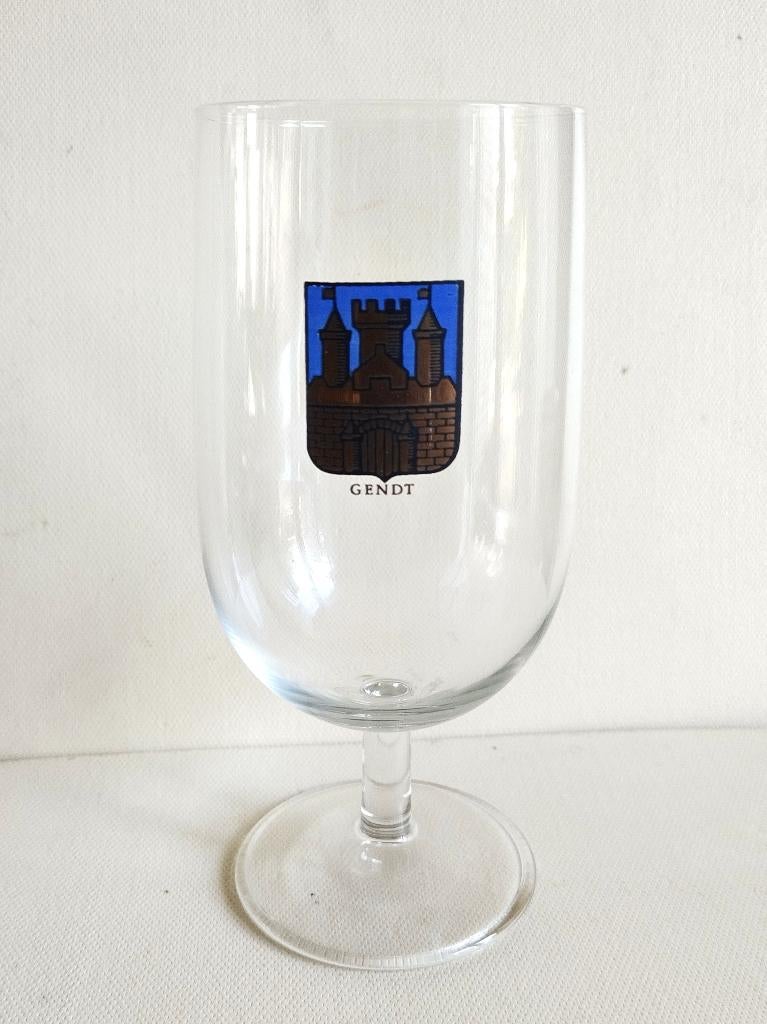 vintage bierglas met wapen van Gendt, Lingewaard, Ophalen of Verzenden, Gebruikt, Bierglas