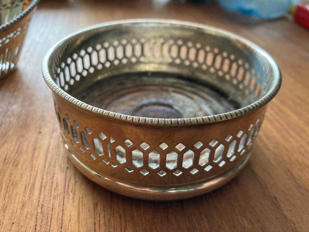 Verzilverd bakje met houten bodem Made in Sheffield Engeland, Ophalen of Verzenden, Zilver