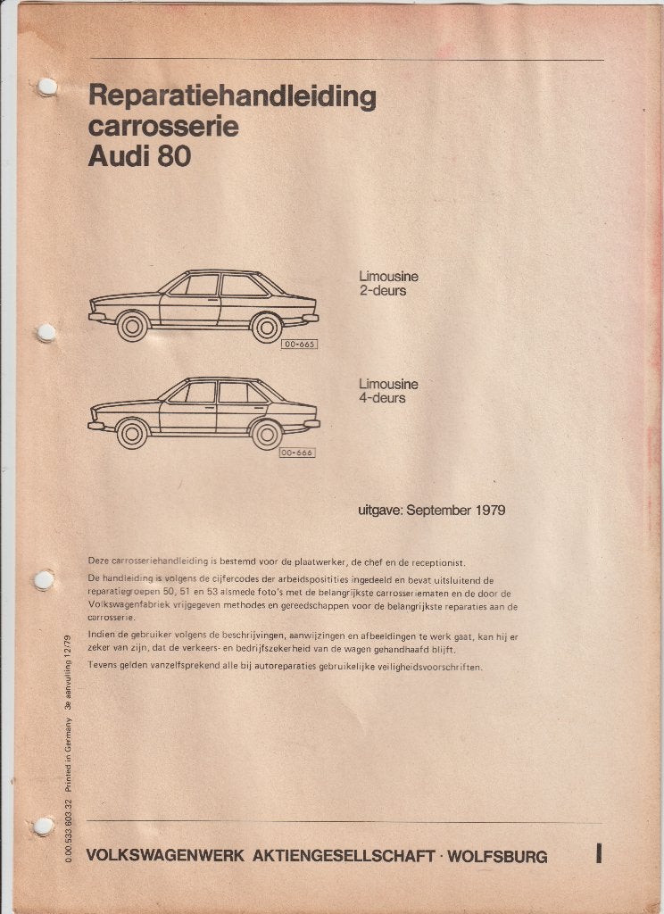 Audi 80 1979-1984 REP-H-L /Coupe/Quattro/Passat, Auto diversen, Ophalen of Verzenden