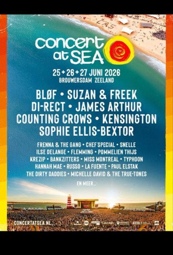 Ticket(s) concert at sea 2026, Tickets en Kaartjes, Twee personen, Juni