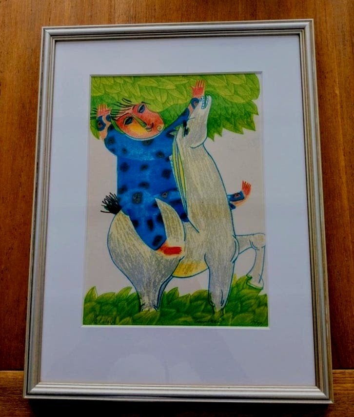 Paul Elshout - Litho 'Man op Paard' - Gesigneerd, 1990, Gelimiteerde oplage, Ophalen of Verzenden, Dieren en Natuur, Lithografie